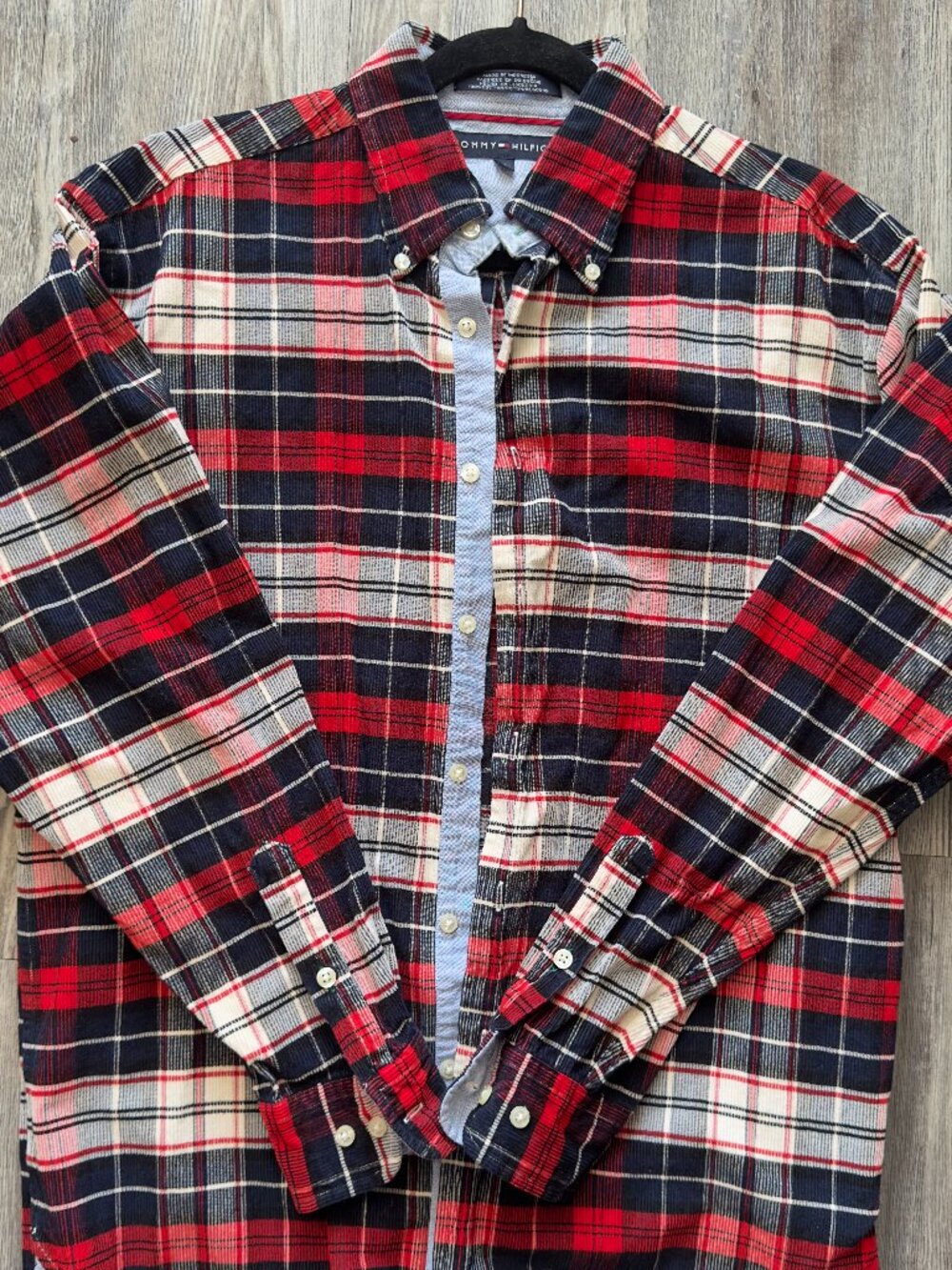Tommy Hilfiger Plaid Button-Up Shirt | Red/Navy | Medium